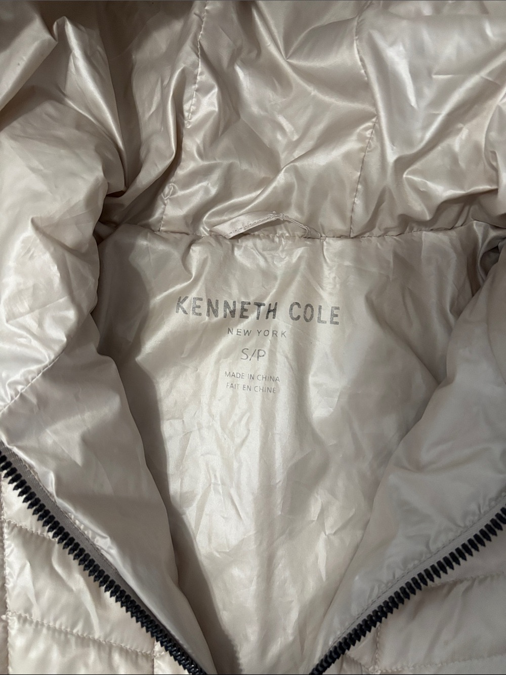 Kenneth Cole Women's Quilted Hooded Puffer Coat in Light Beige - Picture 13 of 16